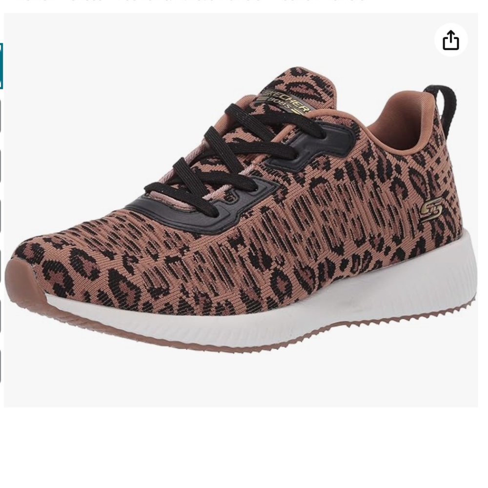 Final Price Skechers Women Bob's Sport Squad Leopard Sneakers in Brown & Black 6 - Picture 2 of 12